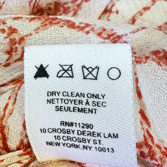 Derek Lam Crosby 10 medium 100% silk white red sheer wrap drape blouse luxury - Picture 5 of 10